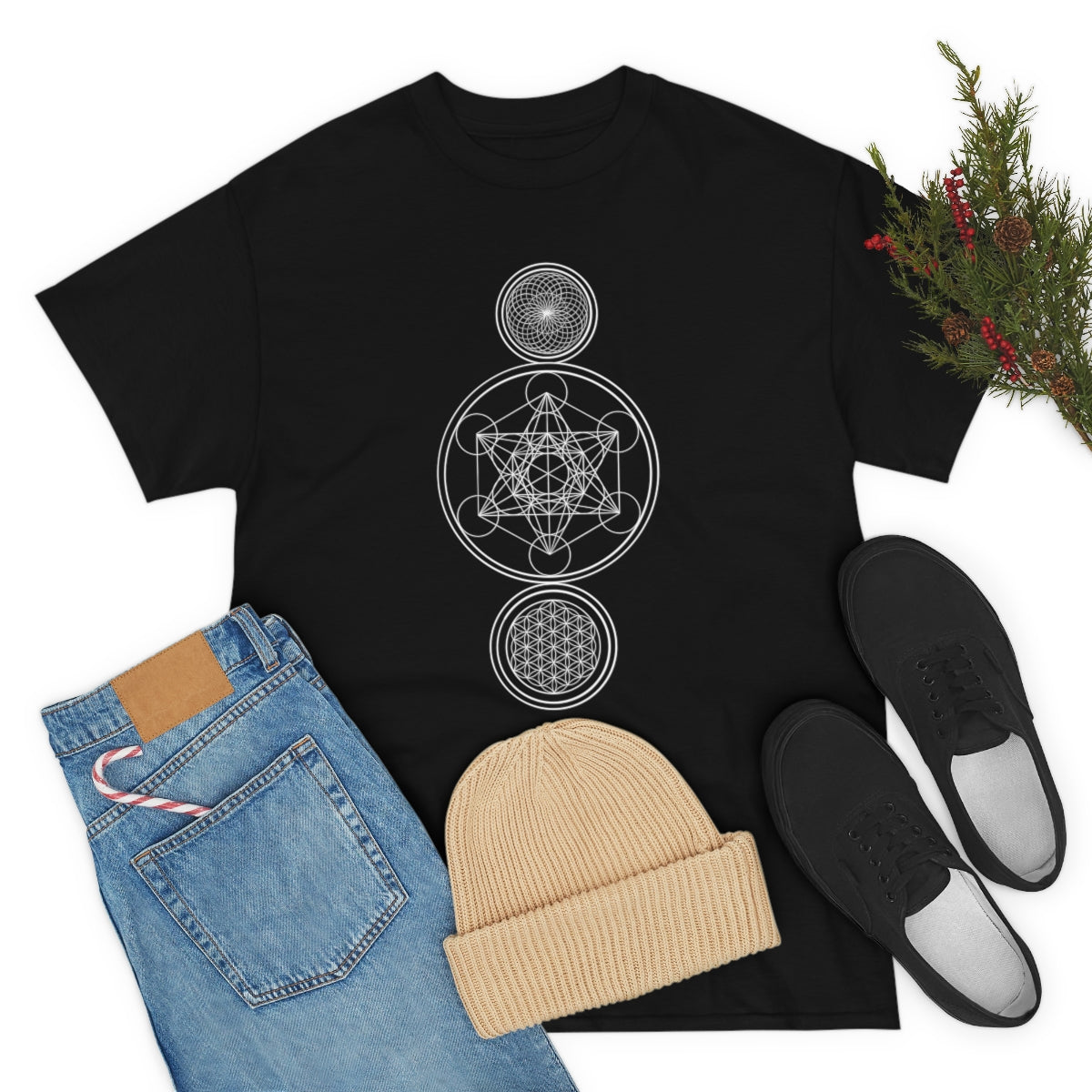 Sacred Geometry Black Cotton Shirt