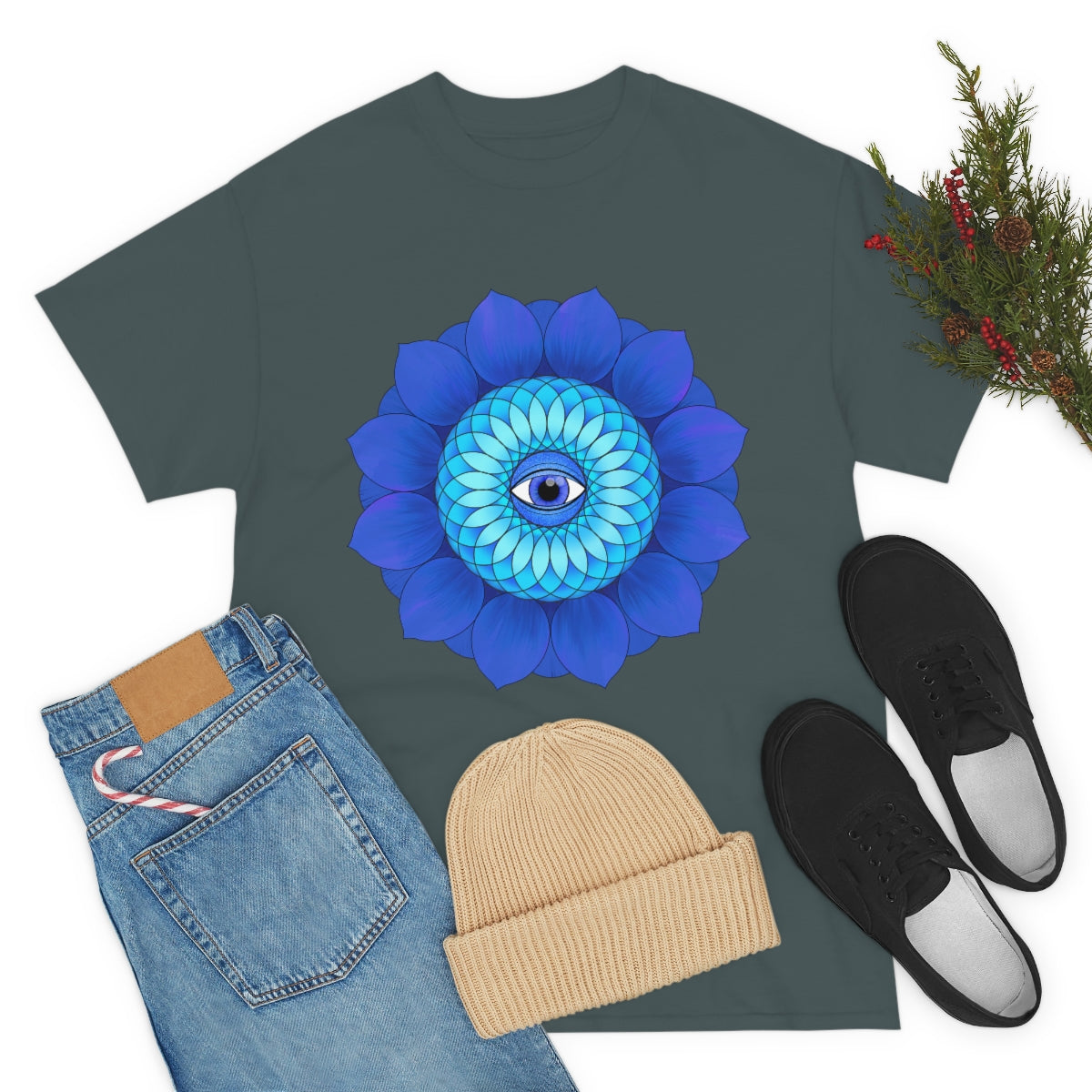 Mystic Blue Flower Cotton Shirt
