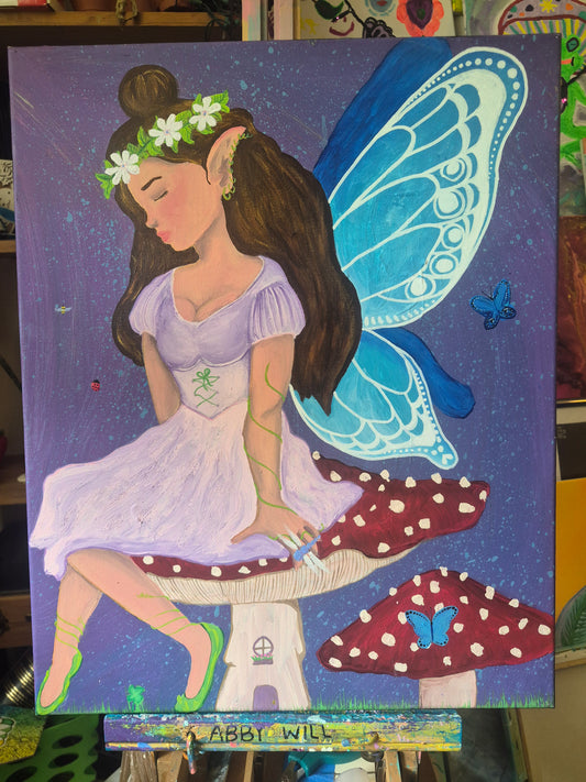 "Fairy Taking A Break" Original Canvas Painting