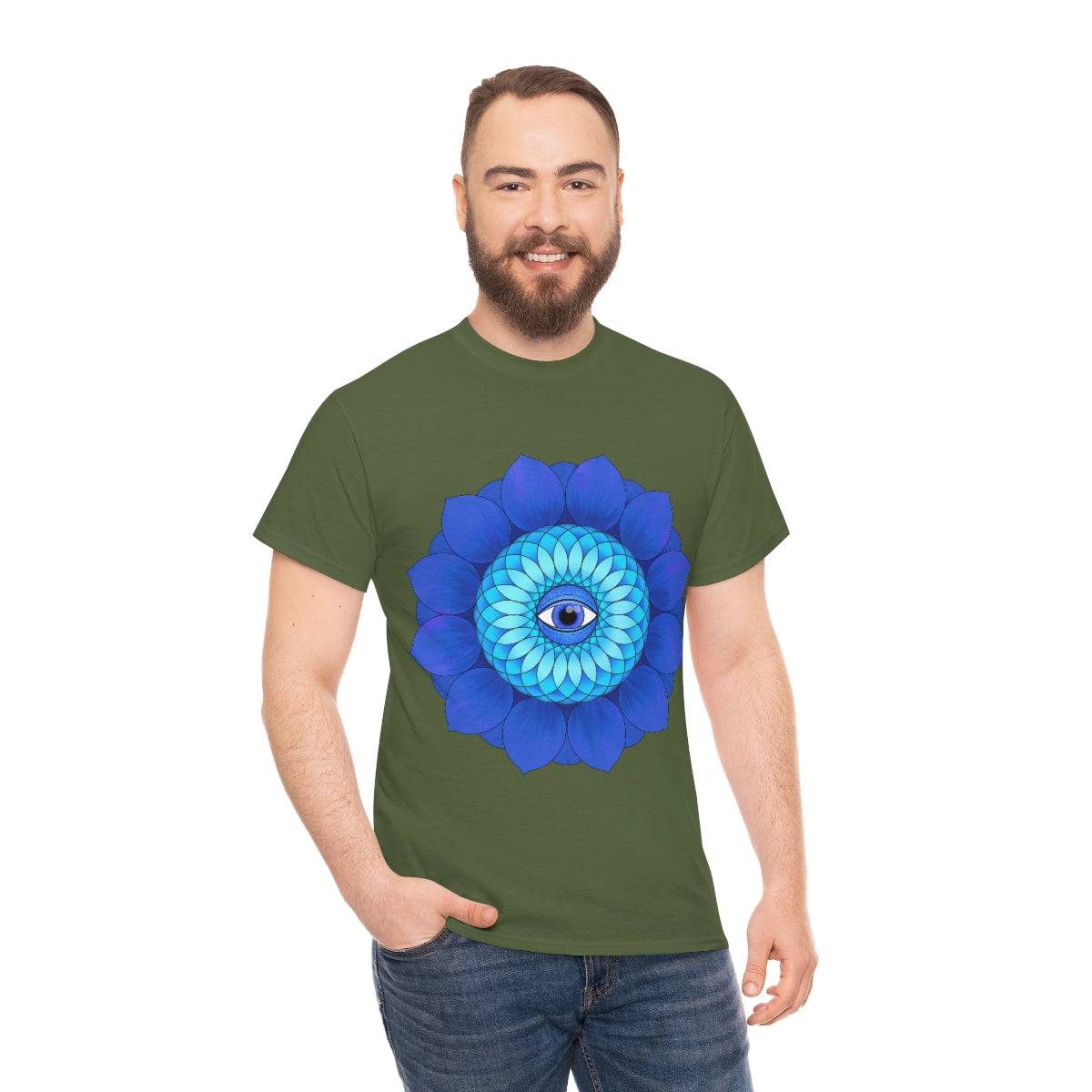 Mystic Blue Flower Cotton Shirt