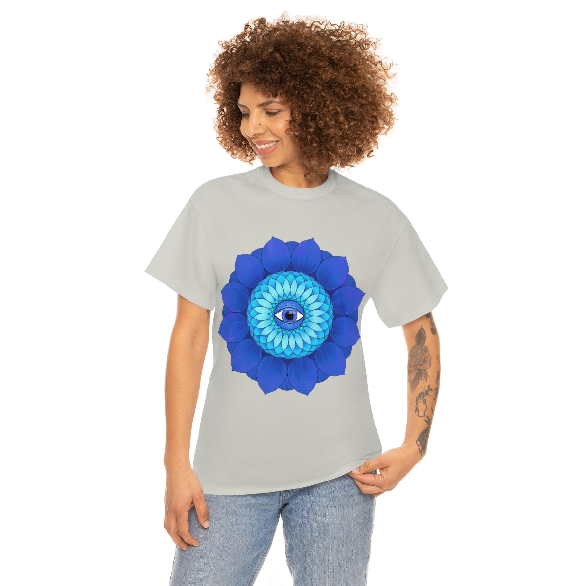 Mystic Blue Flower Cotton Shirt
