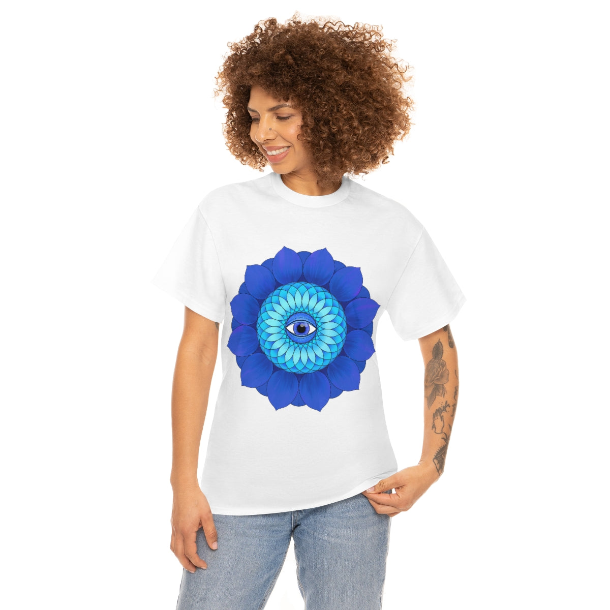 Mystic Blue Flower Cotton Shirt