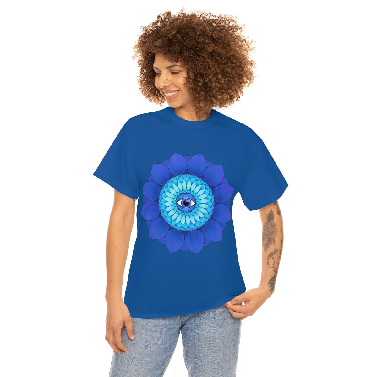Mystic Blue Flower Cotton Shirt