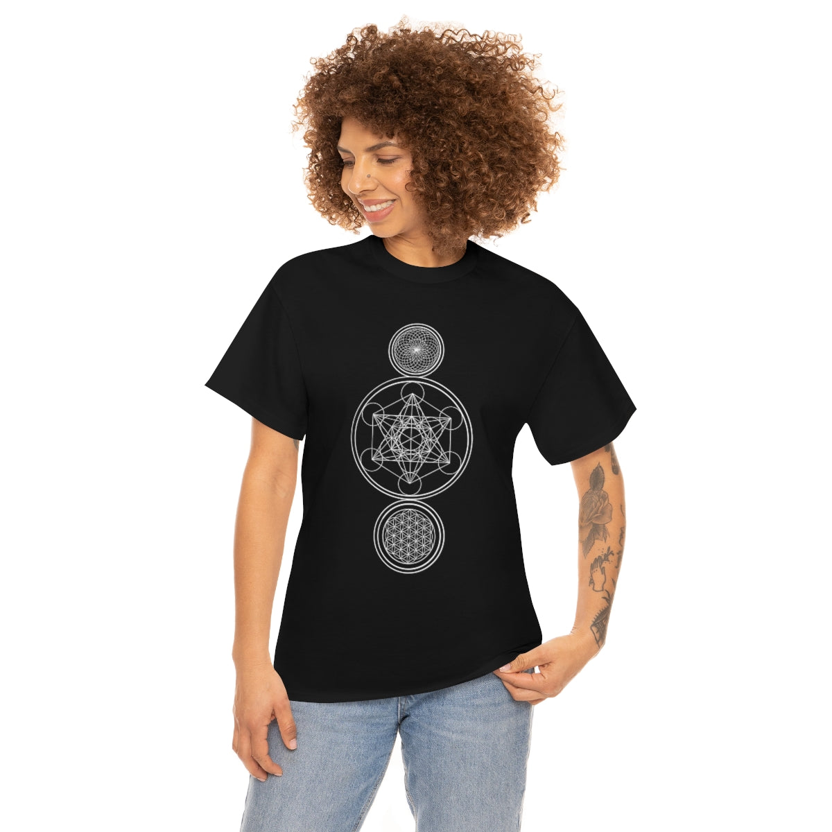 Sacred Geometry Black Cotton Shirt