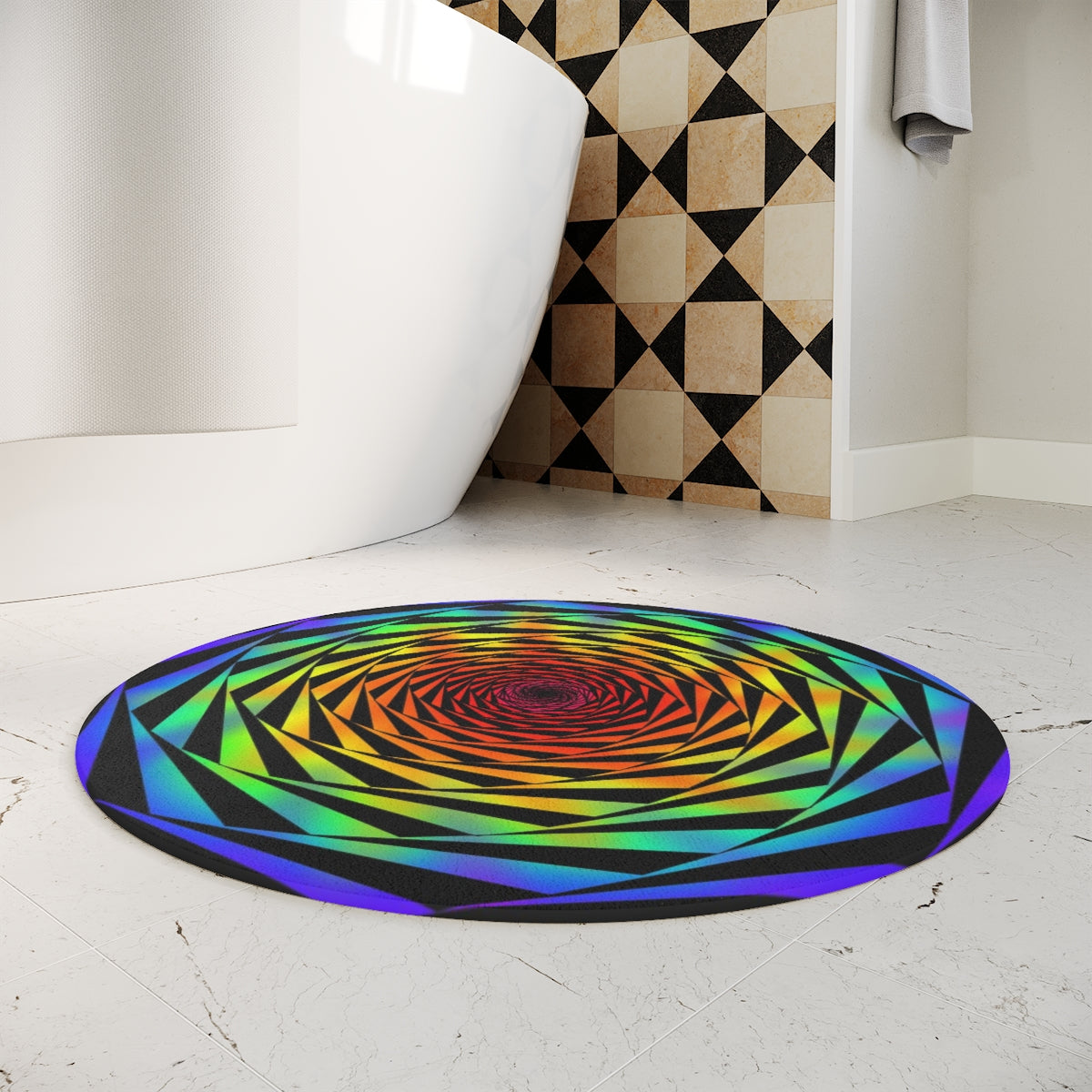 Rainbow Fibonacci Spiral Mat