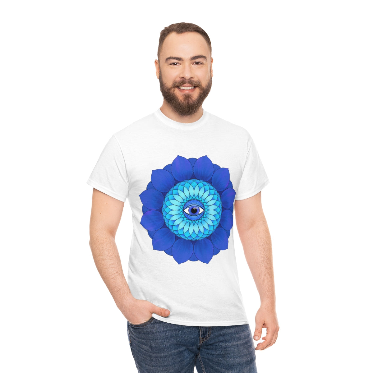 Mystic Blue Flower Cotton Shirt