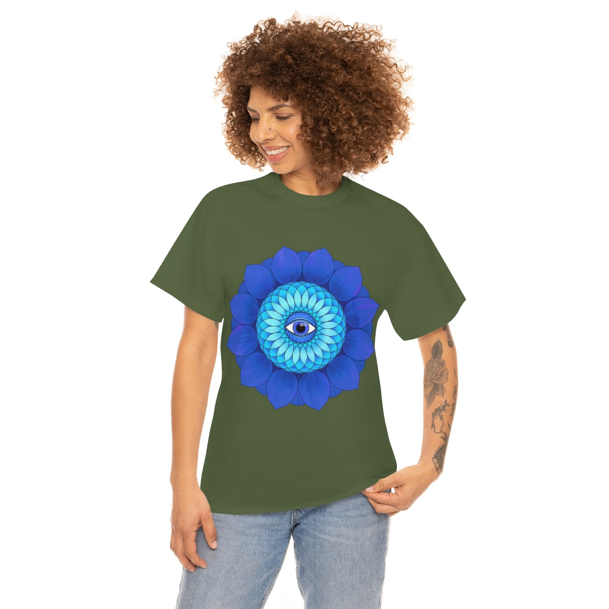 Mystic Blue Flower Cotton Shirt