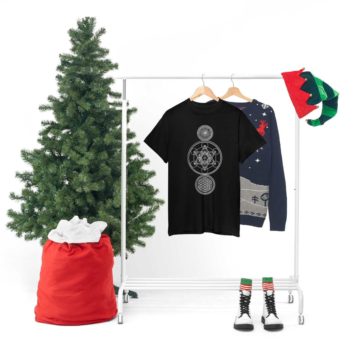 Sacred Geometry Black Cotton Shirt