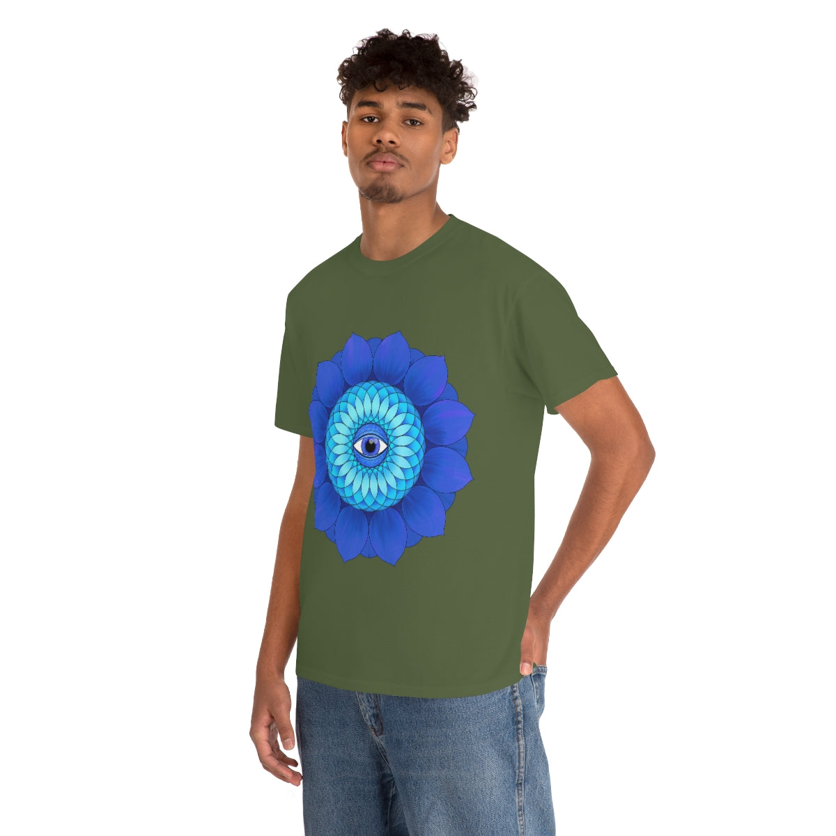 Mystic Blue Flower Cotton Shirt