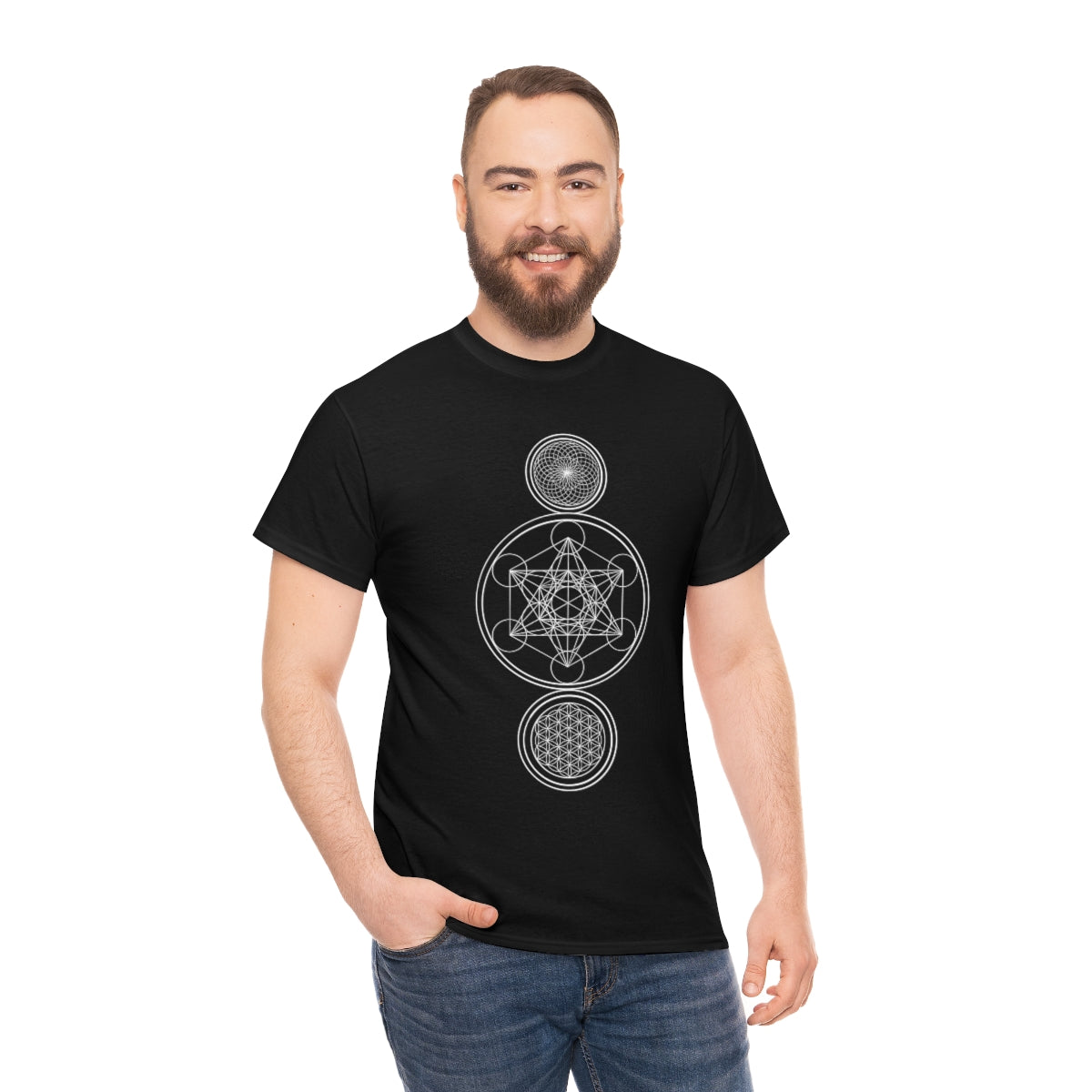 Sacred Geometry Black Cotton Shirt
