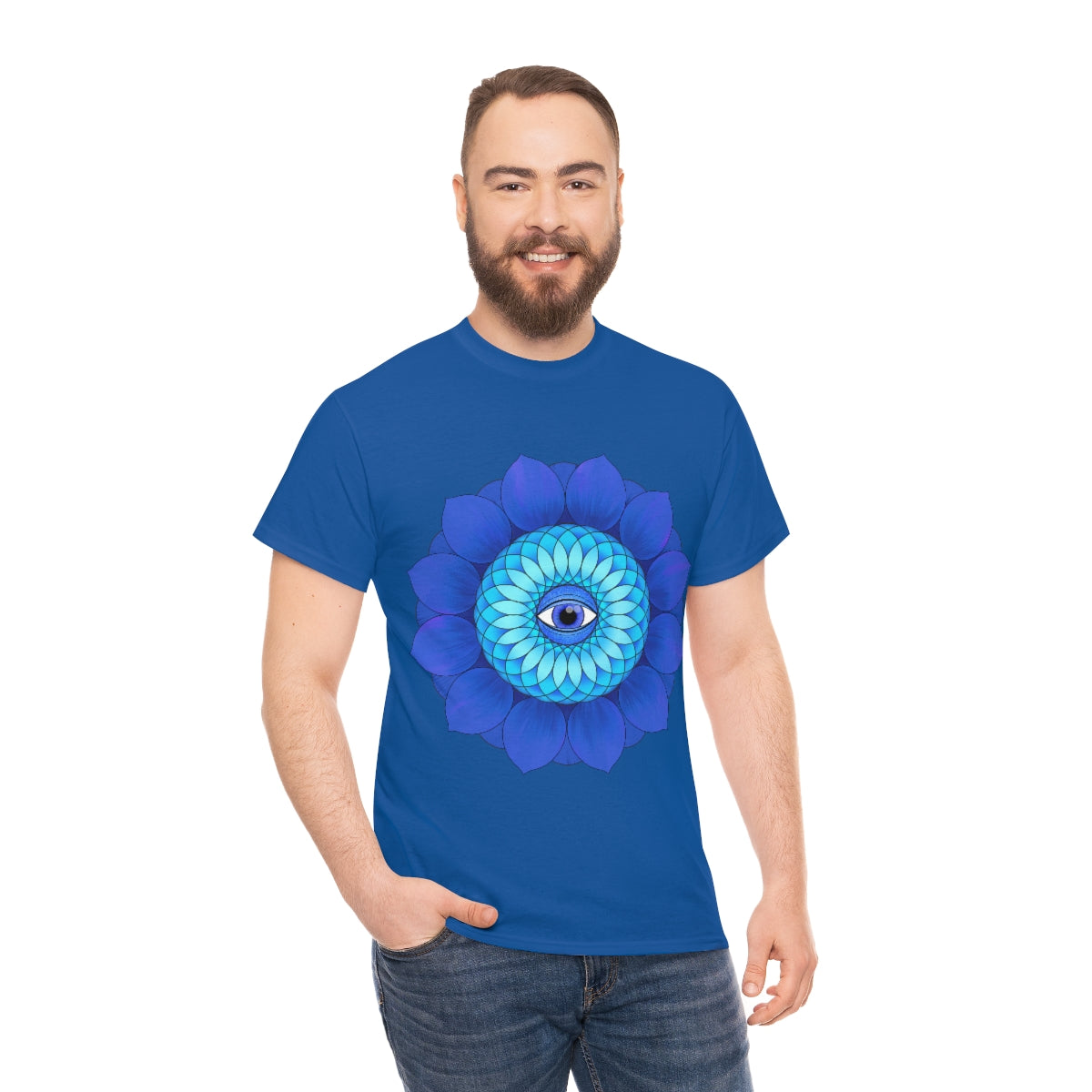 Mystic Blue Flower Cotton Shirt