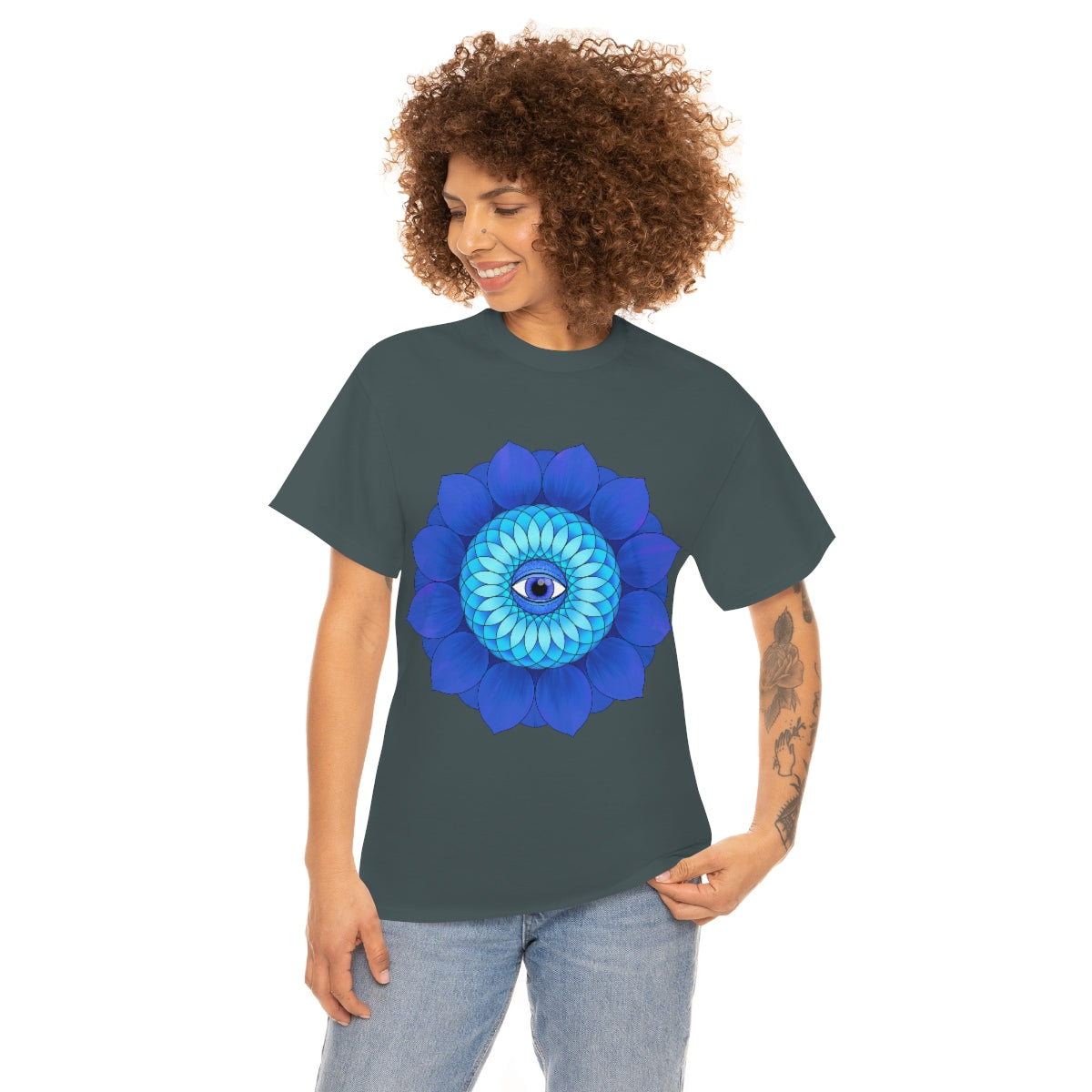 Mystic Blue Flower Cotton Shirt