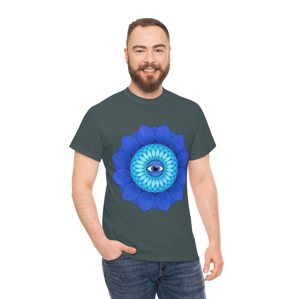 Mystic Blue Flower Cotton Shirt