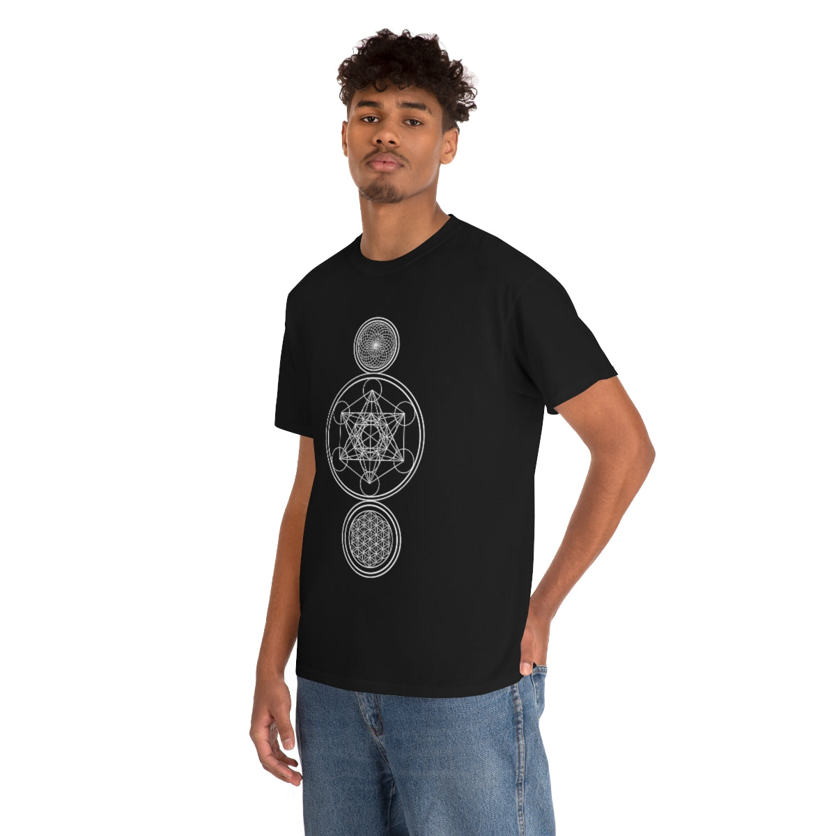 Sacred Geometry Black Cotton Shirt