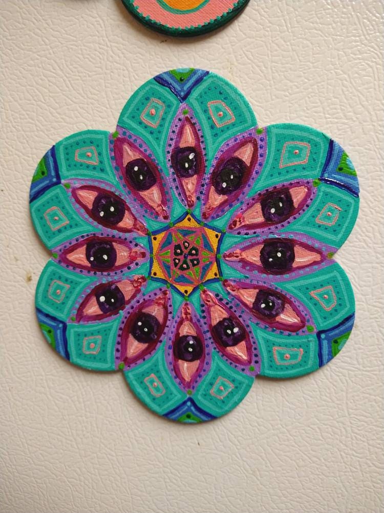 Mystic Eyes Mandala Original Painting Magnet 6x6"