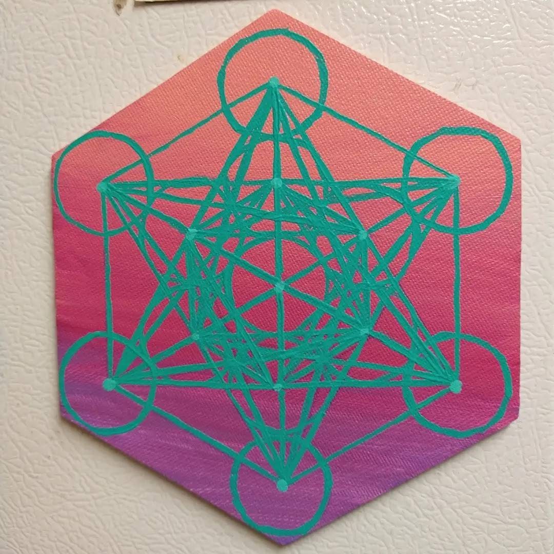 Metatron's Cube Original Painting Magnet 6x6"