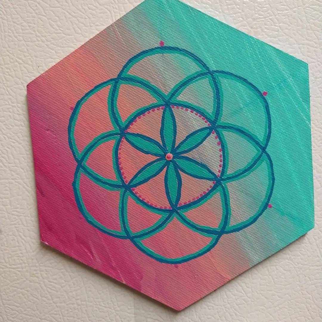 Seed of Life Original Painting Magnet 6x6"
