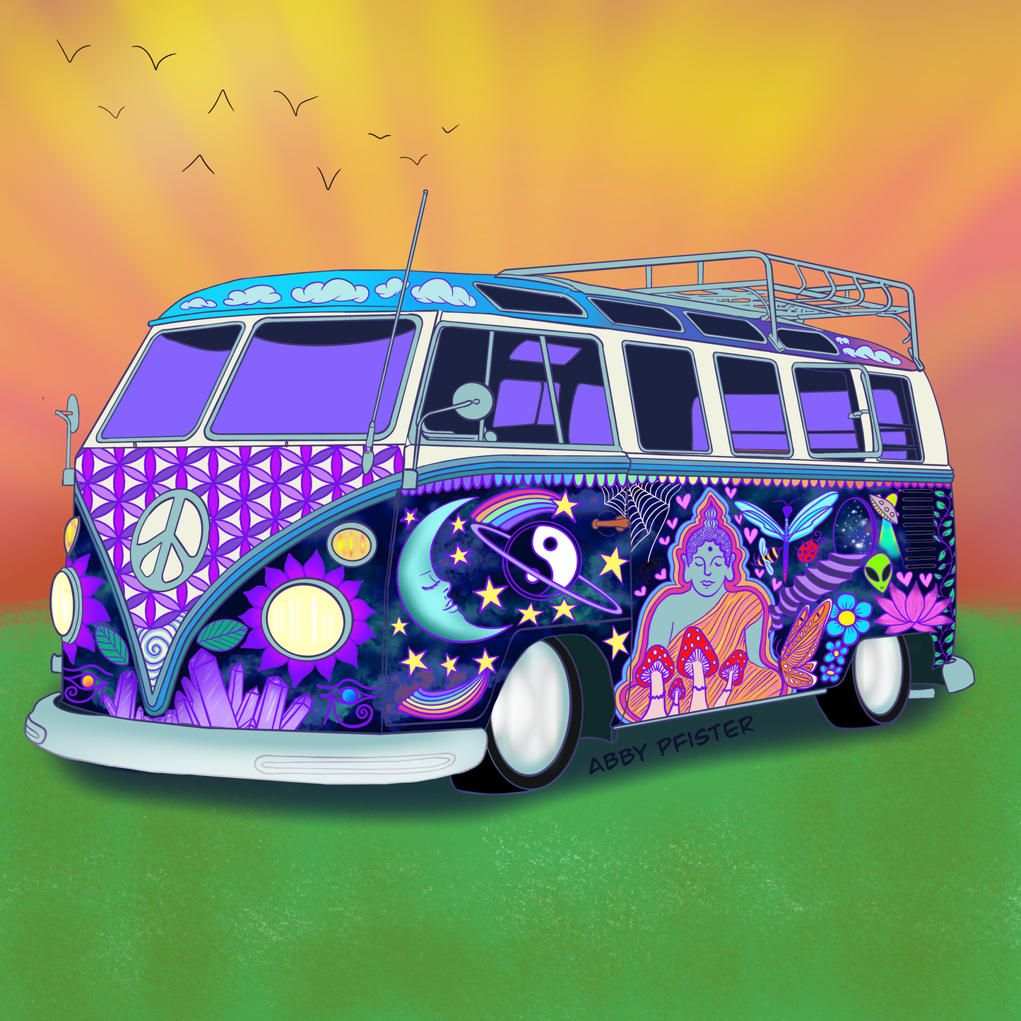 Hippie Van 8x8 print